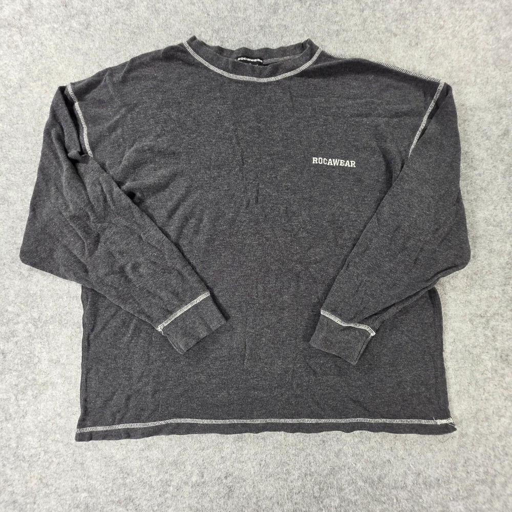 Y2K Rocawear Long Sleeve T-Shirt Gray Black Men's Size Large